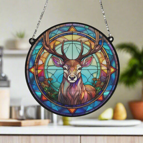 Stag Stained Glass Effect Suncatcher